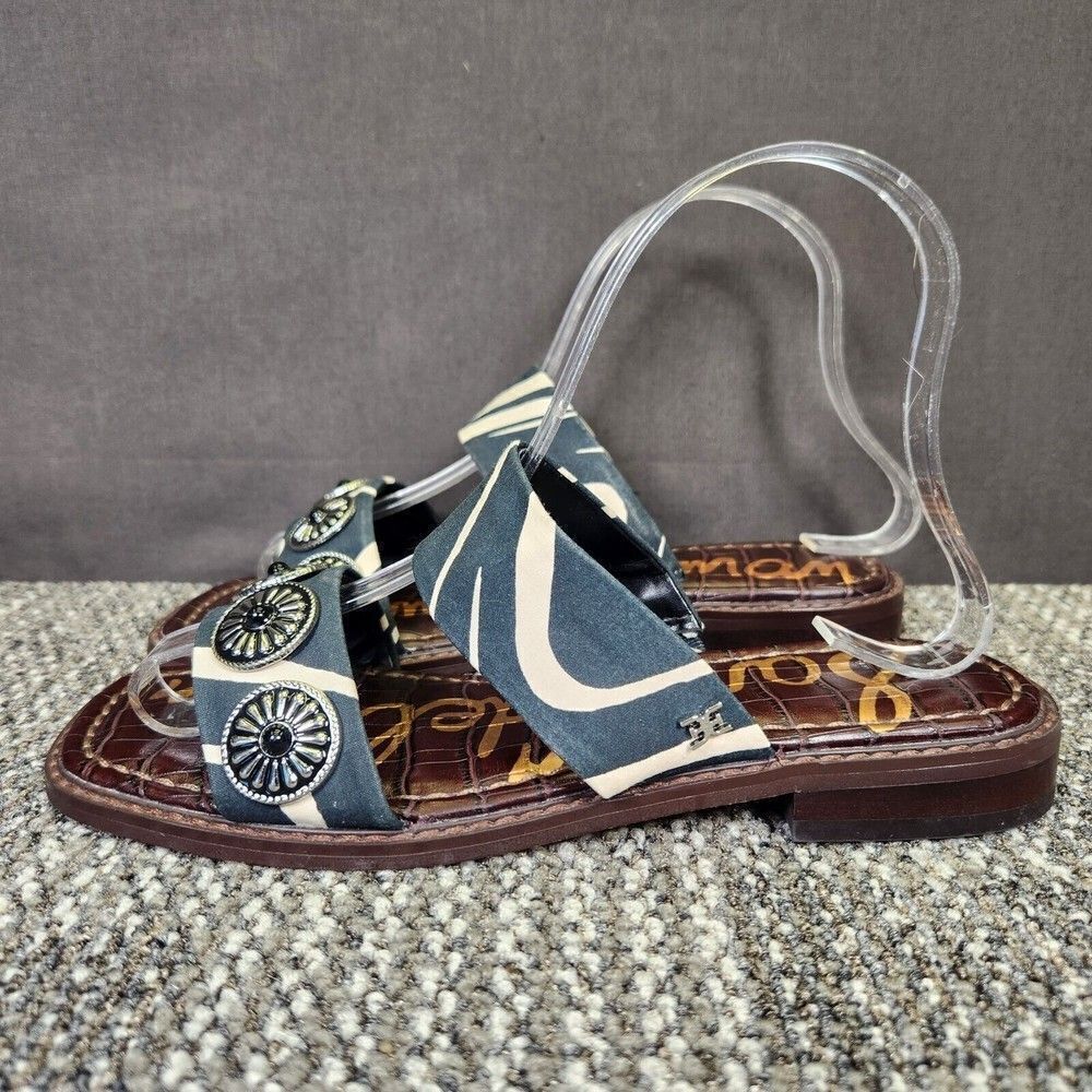 Sam Edelman Hera Womens Size 6M Black Cream Slip On Business Casual Sandals - Picture 3 of 9